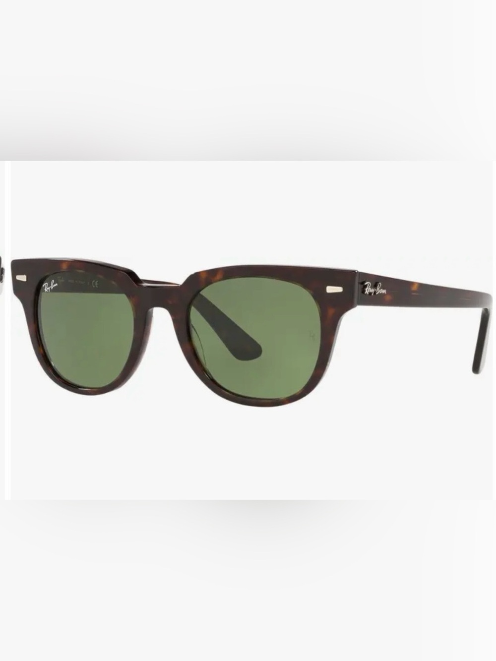 Ray-Ban Meteor Tortoiseshell Frame Sunglasses with Green Lenses